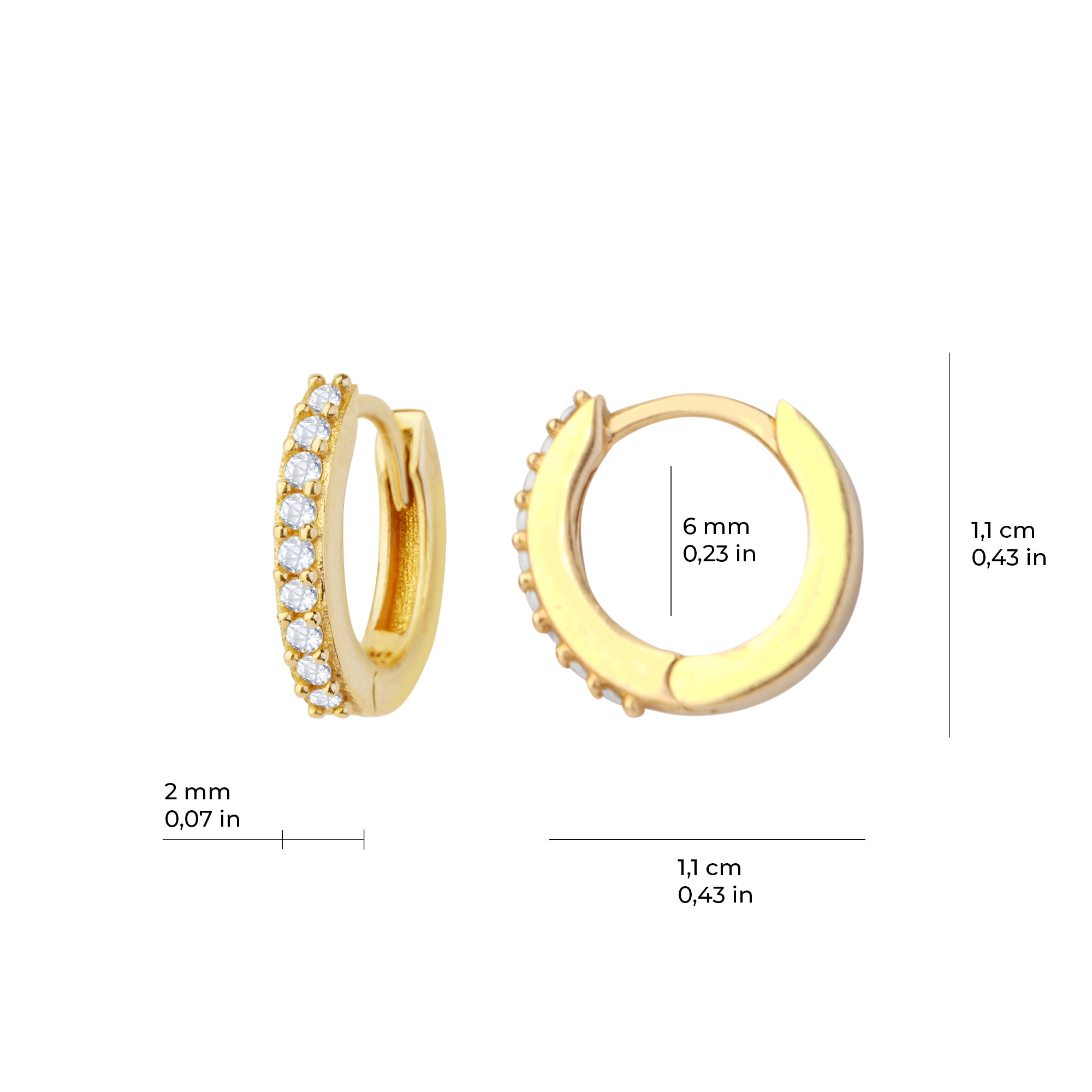 Taşlı Minik Halka Altın Küpe 14 Ayar