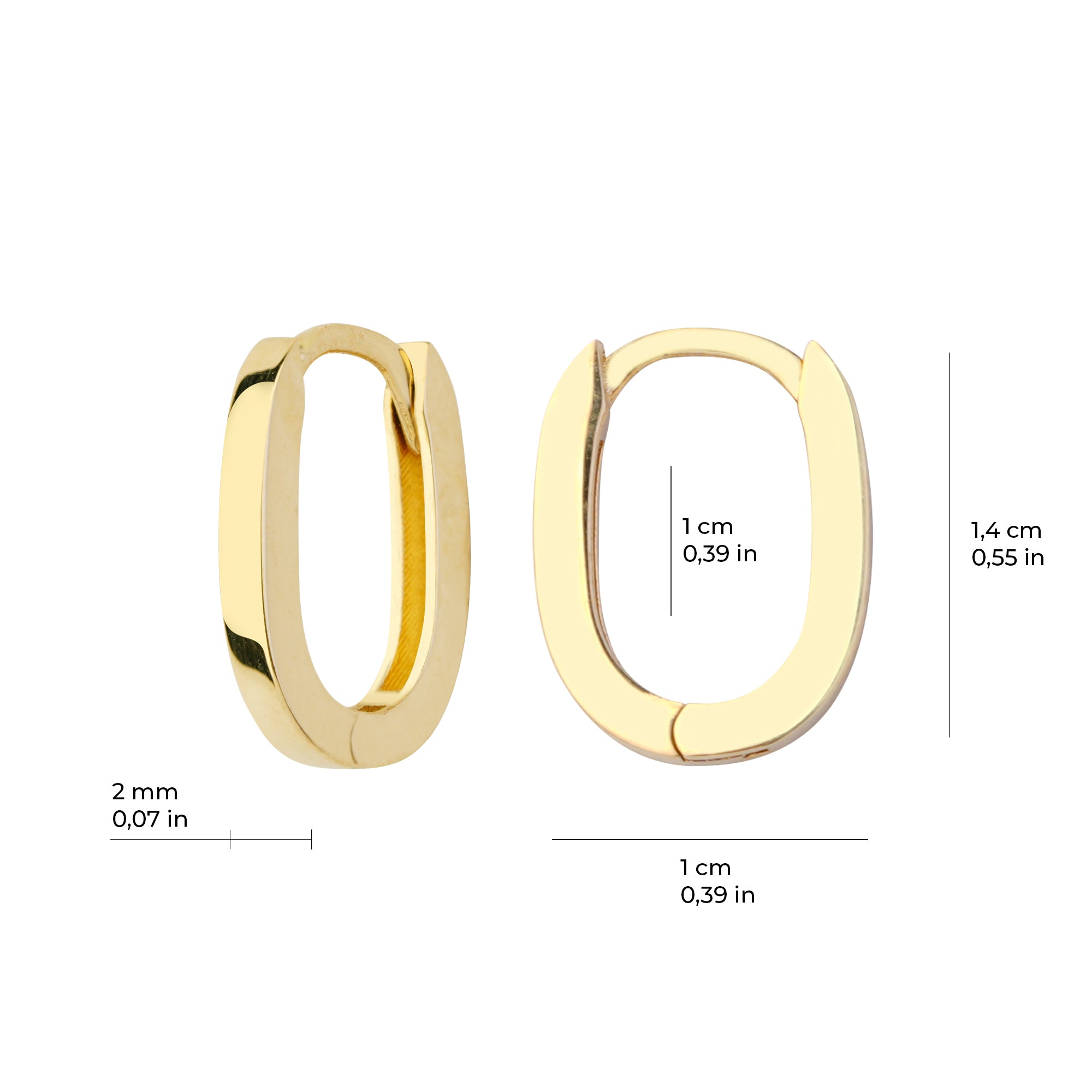 Sade Oval Halka Altın Küpe 14 Ayar