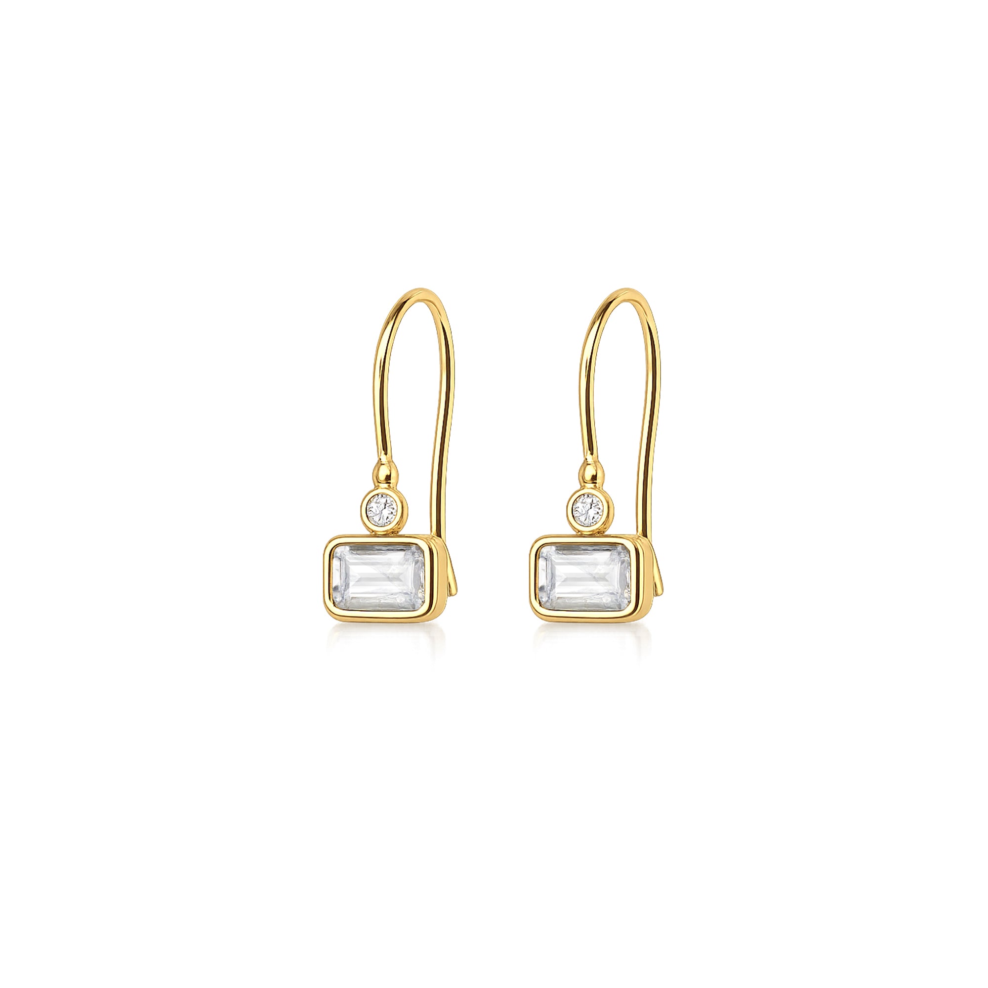 Gia Baget Taşlı Sallantılı Altın Küpe 14 Ayar