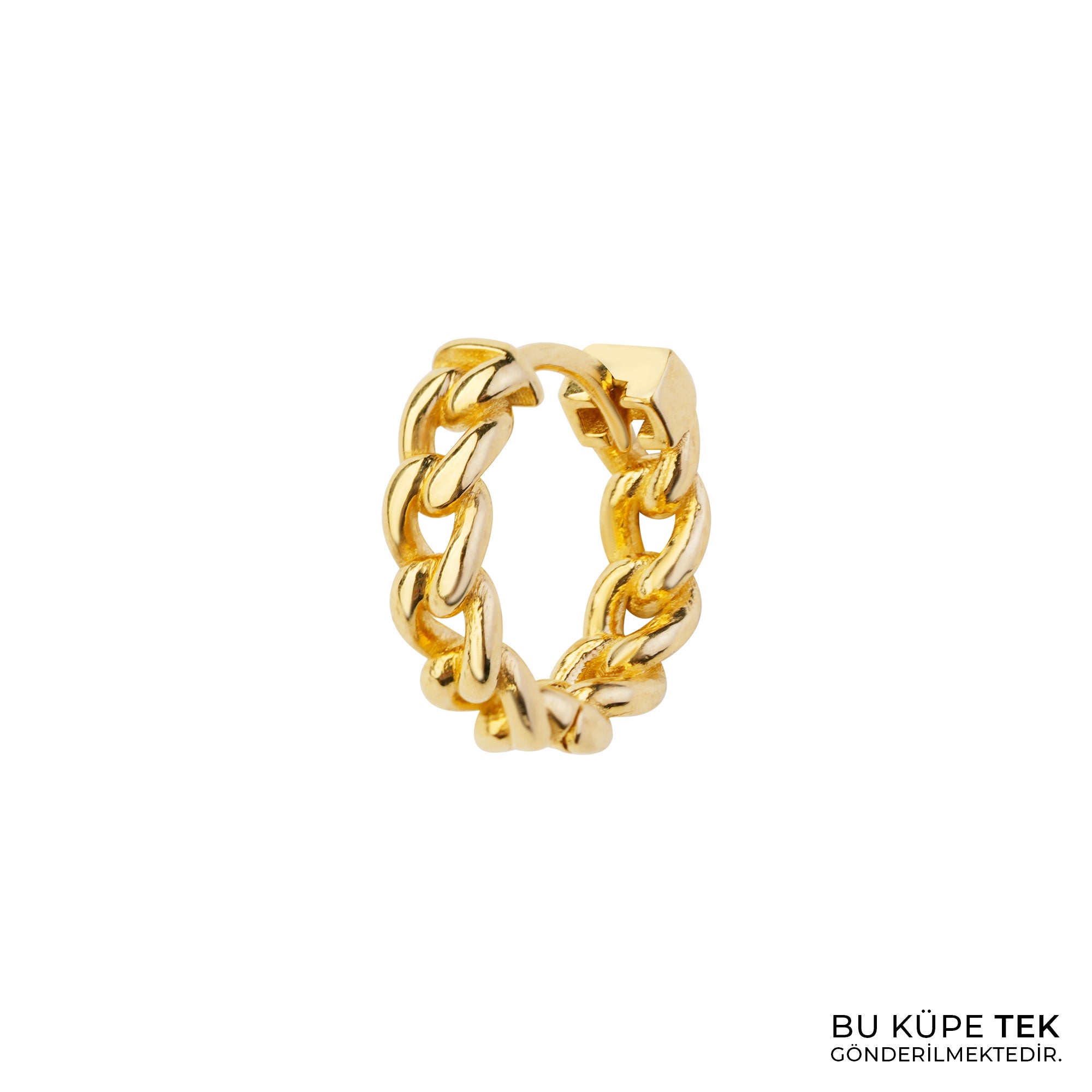 Zincir Halka Altın Tek Küpe 14 Ayar