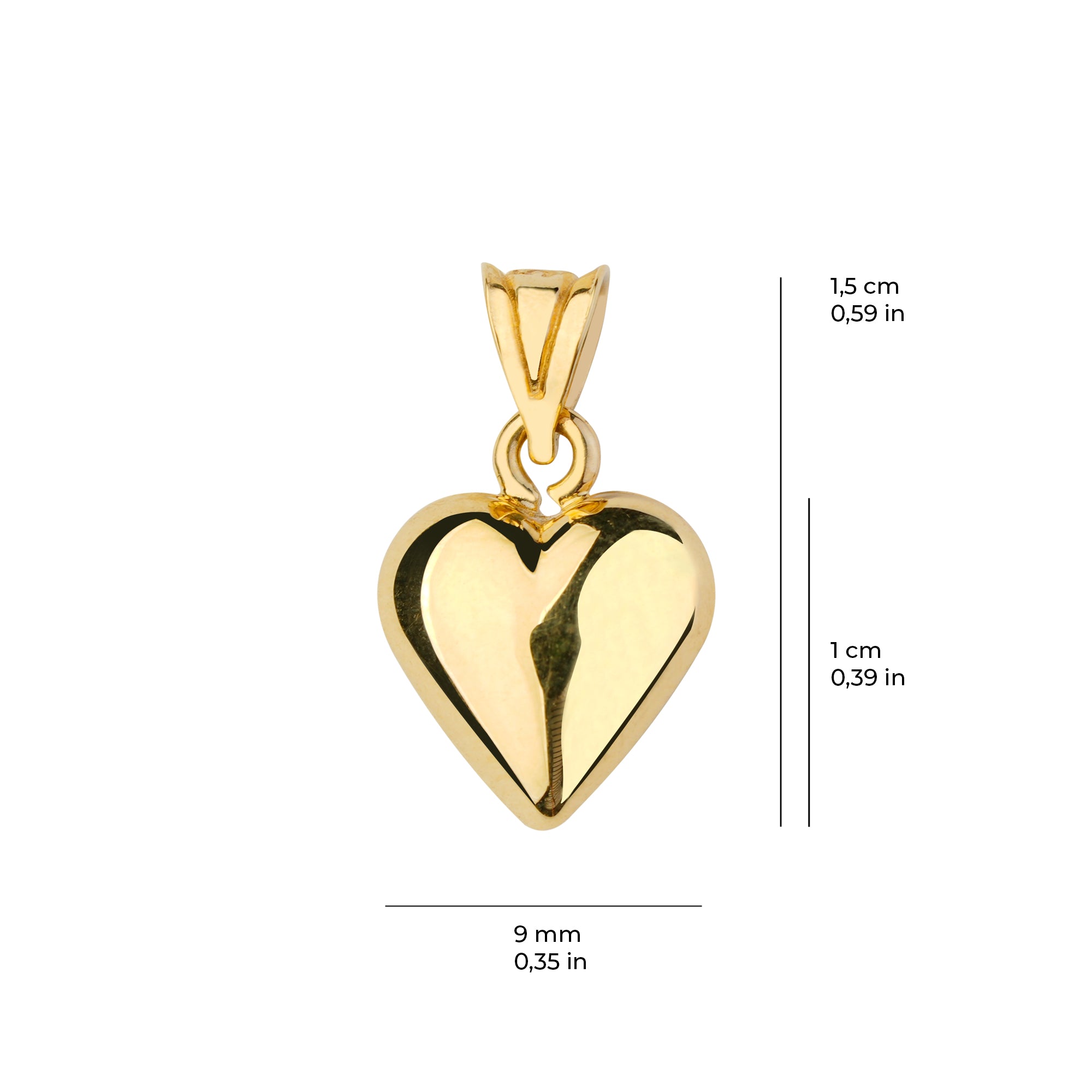 Şişme Kalp Kolye Ucu 14 Ayar