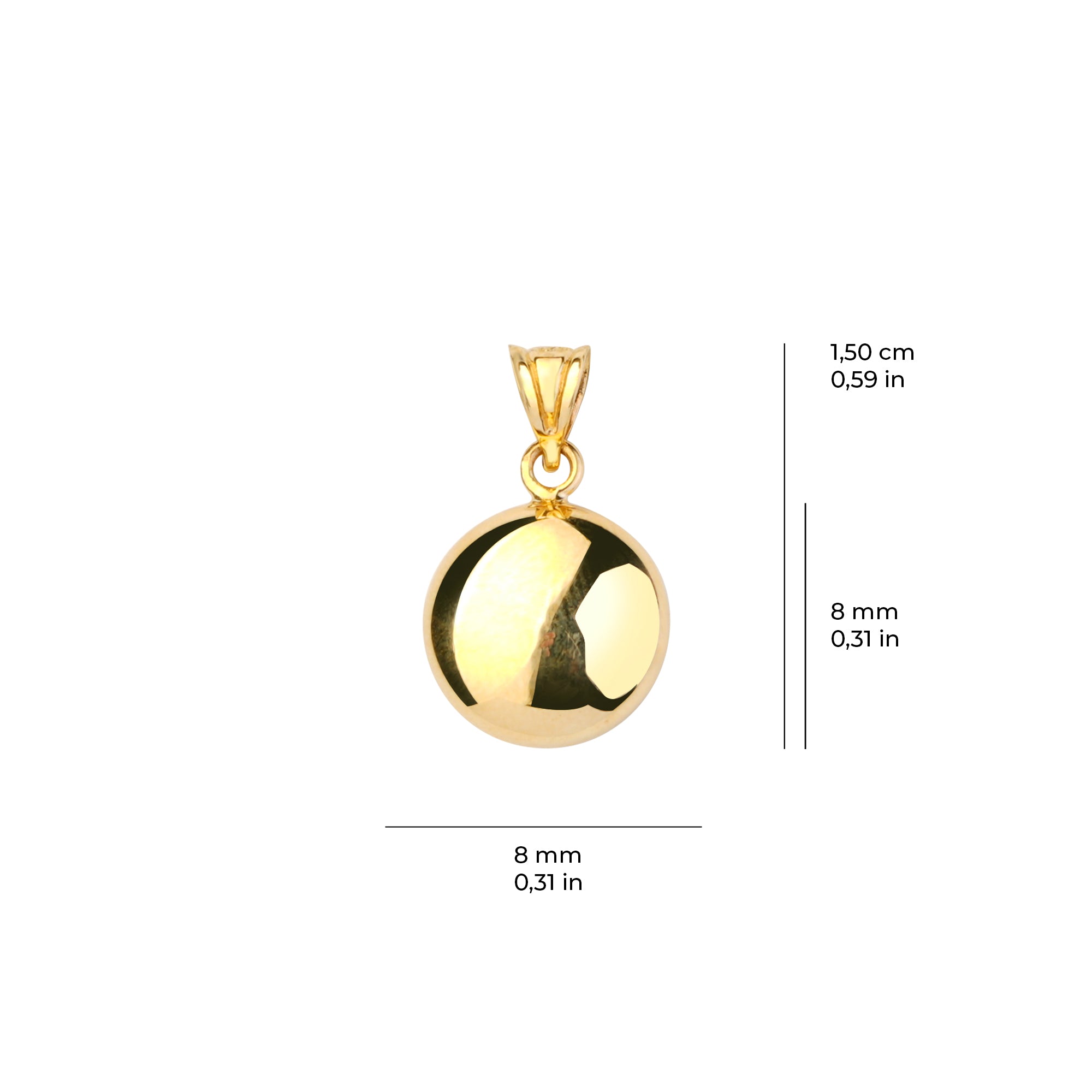 Bonibon Şişme Yuvarlak Altın Kolye Ucu 14 Ayar