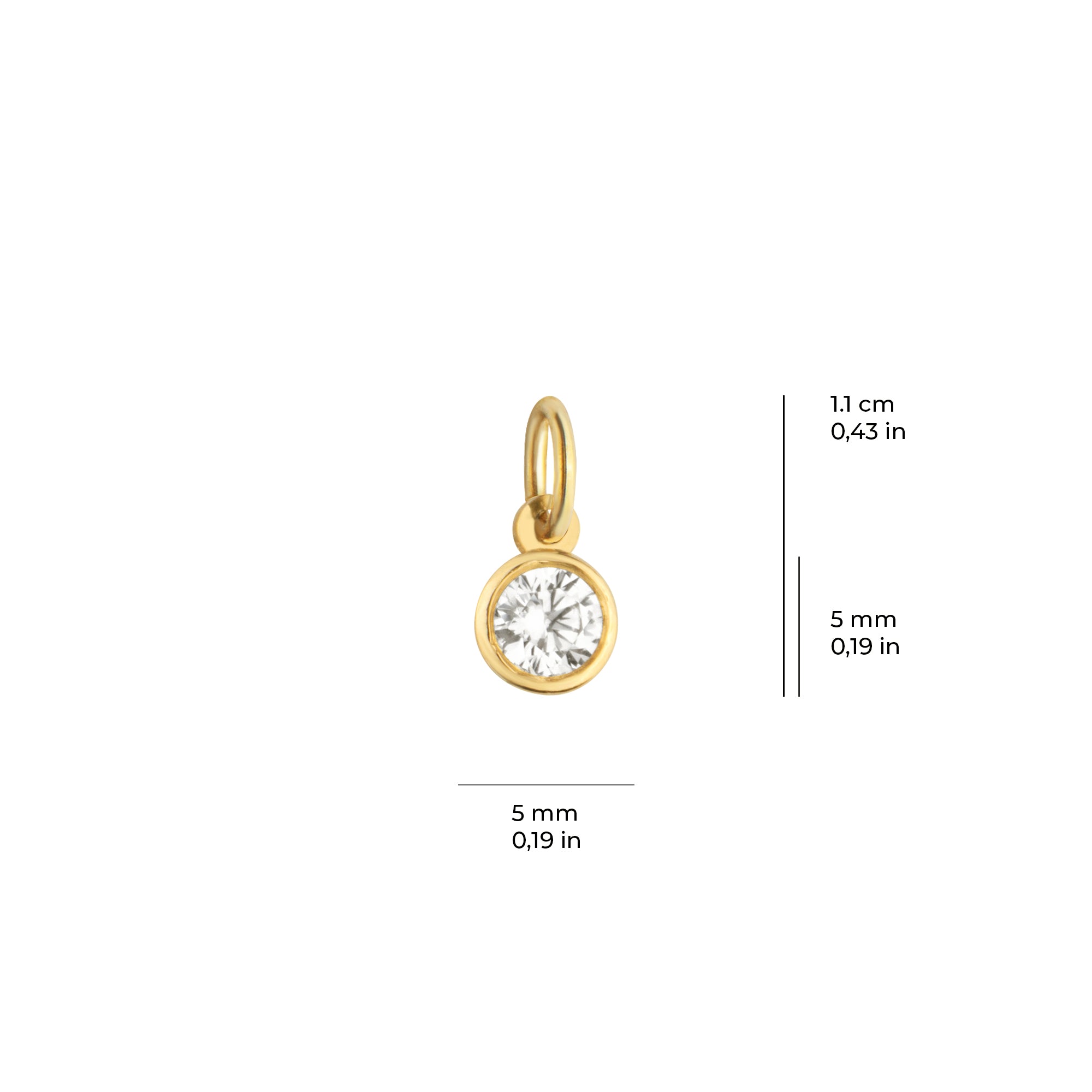 Tek Taş Sıvama Altın Kolye Ucu 14 Ayar