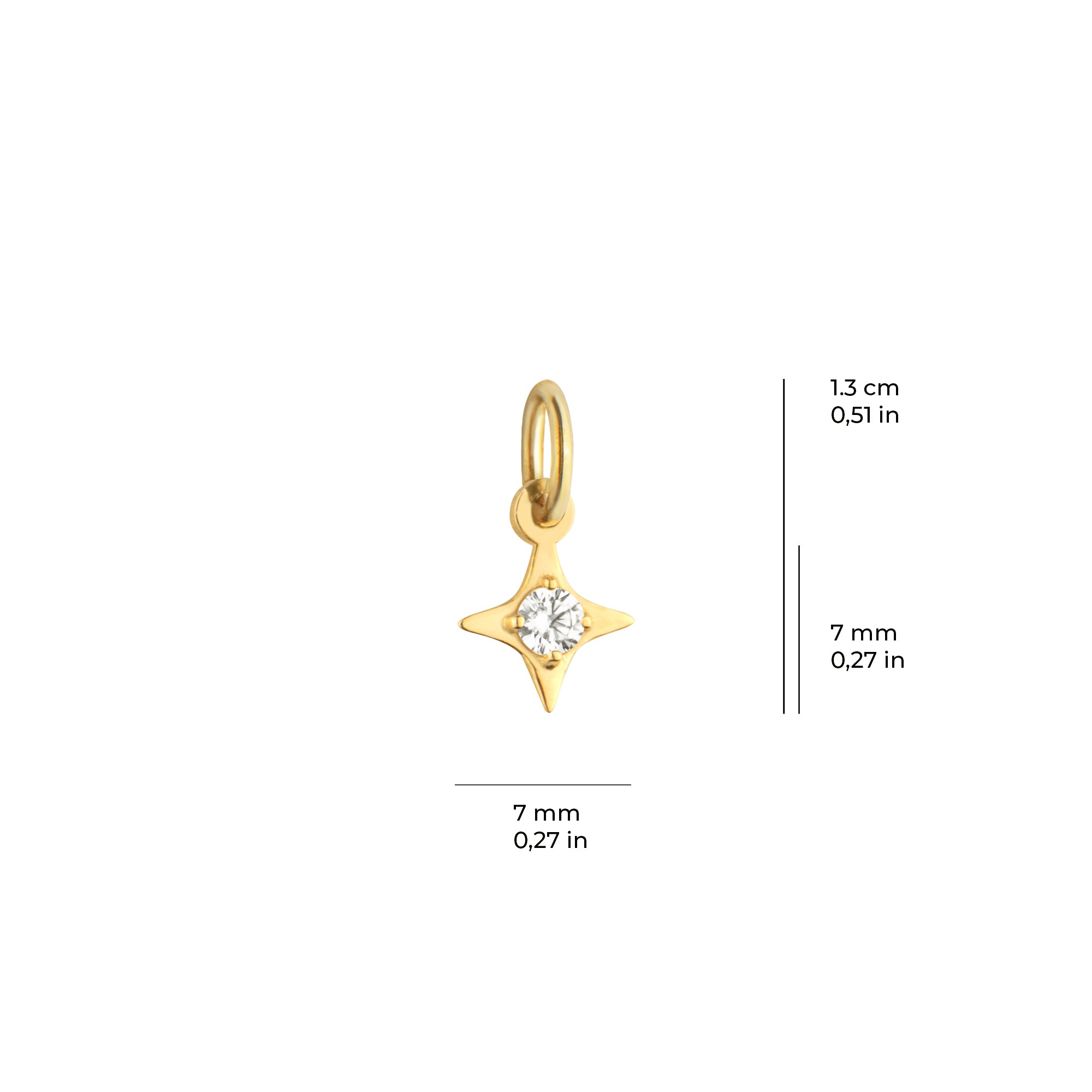 Kutup Yıldızı Altın Kolye Ucu 14 Ayar