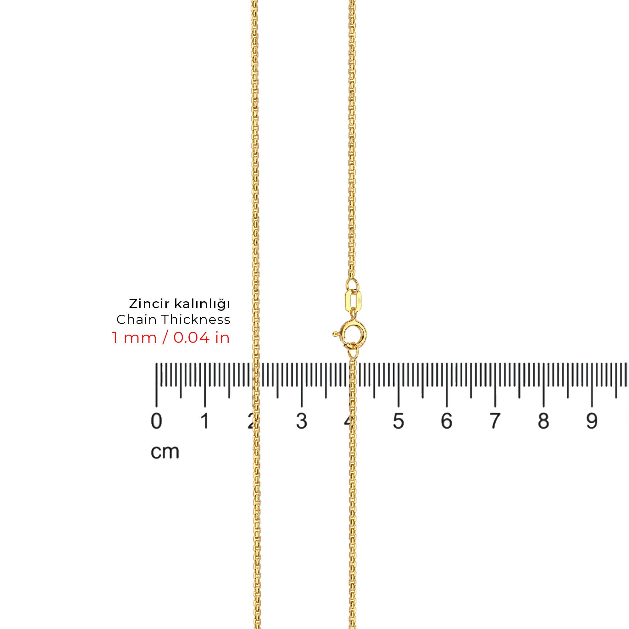 Traşlı Küp Altın Zincir 14 Ayar