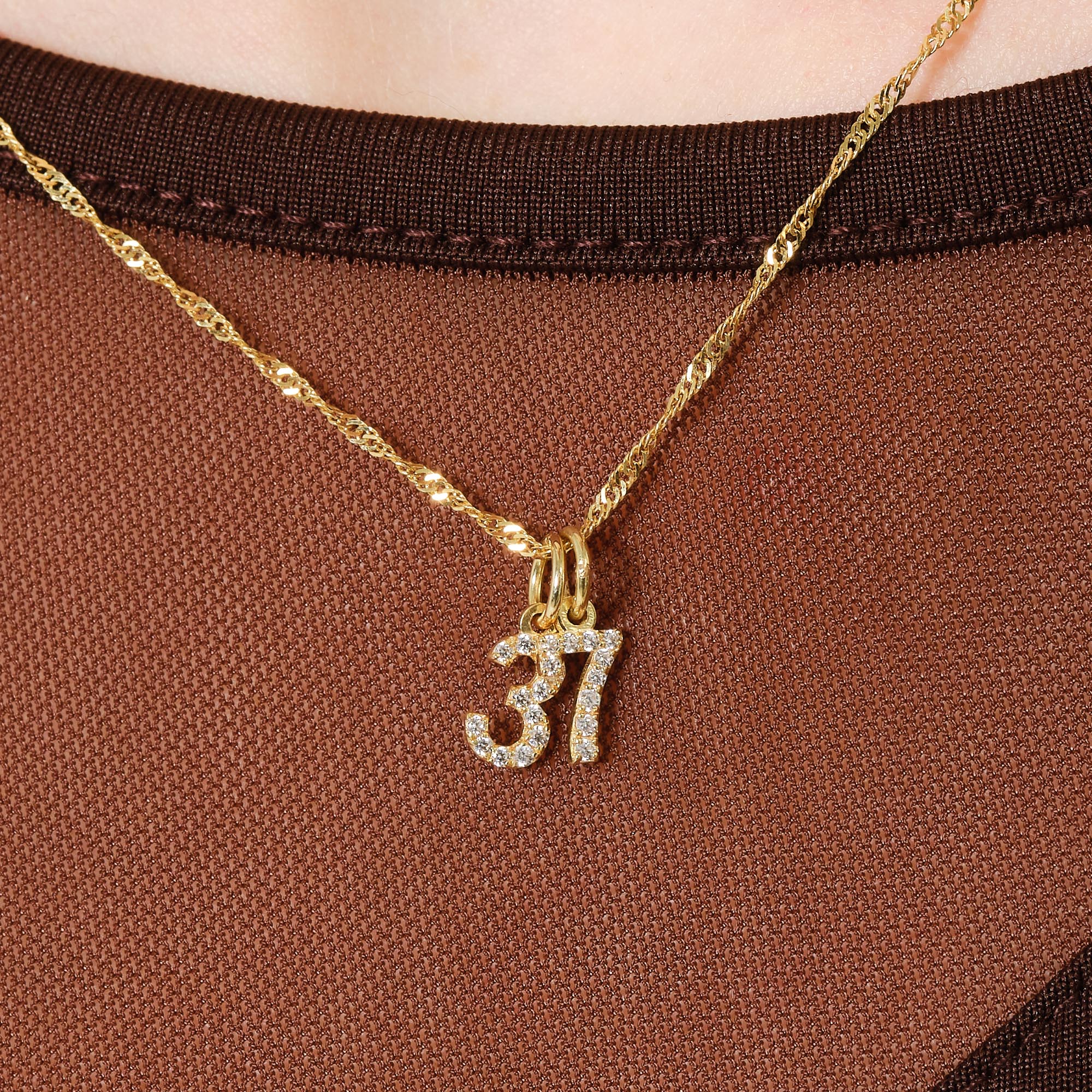 14 Ayar Altın Taşlı 3 Rakamı Kolye Ucu - Şanslı Sayım 3 Kolye