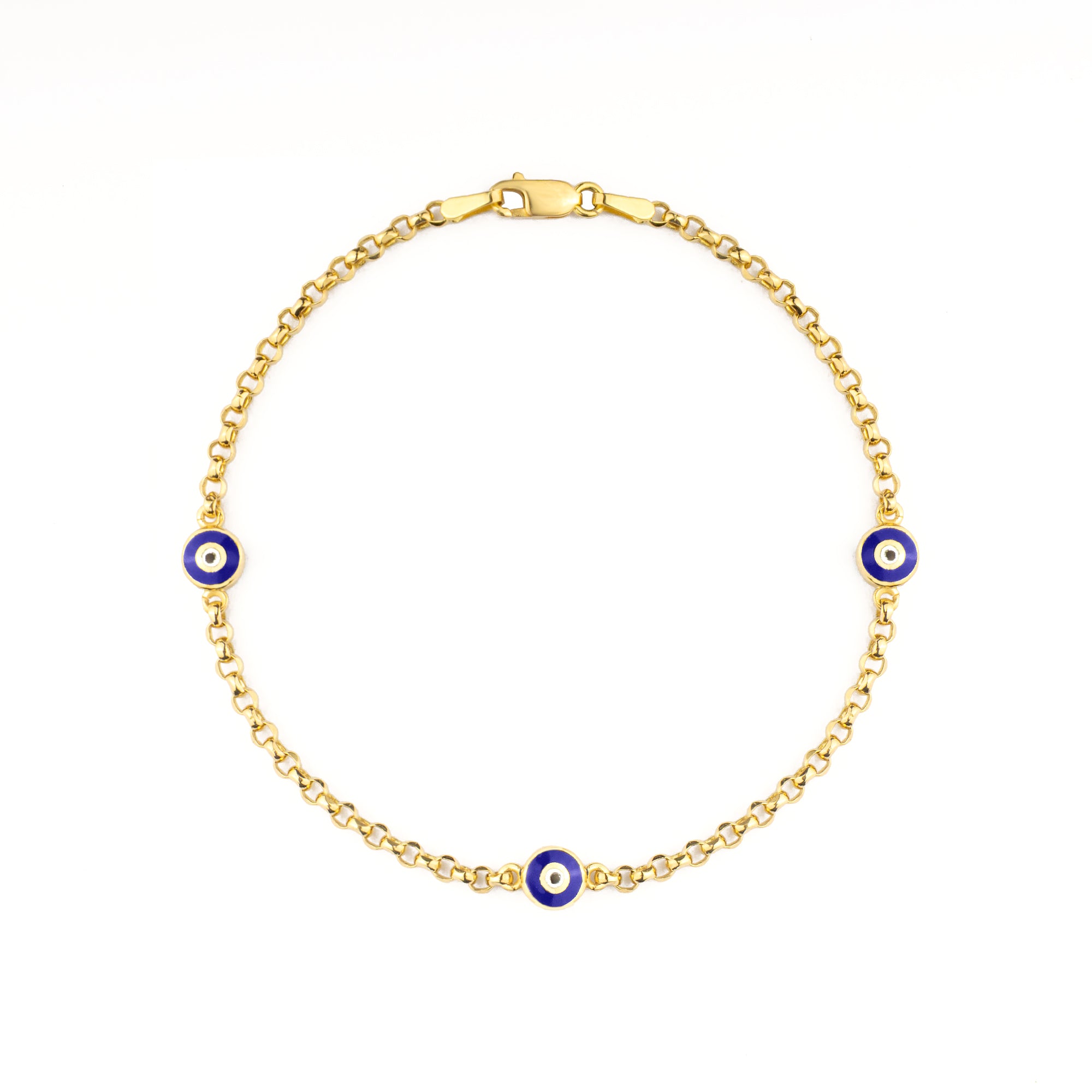 Nazar Boncuğu Altın Bileklik Doc Zincirli Mineli 14 Ayar