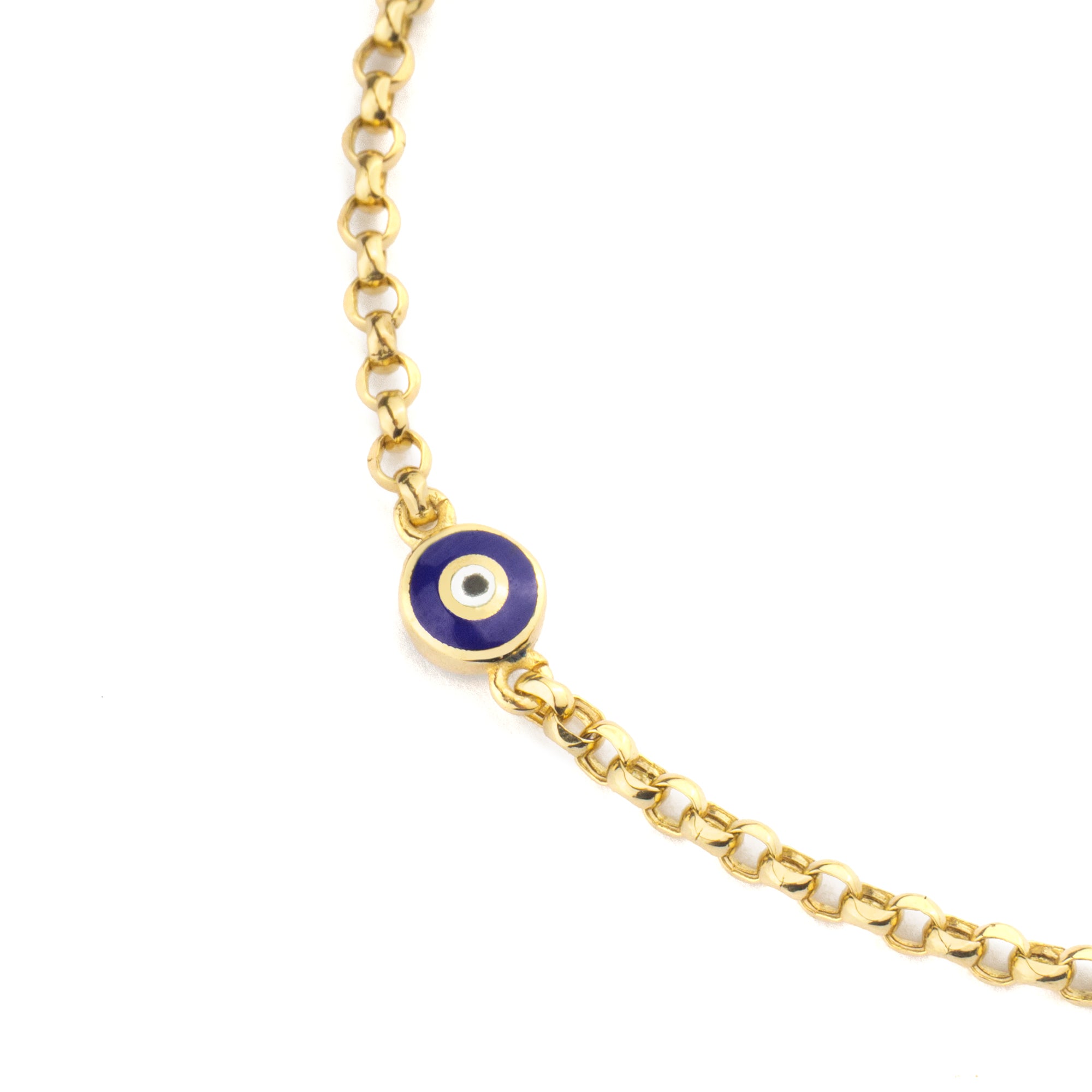 Nazar Boncuğu Altın Bileklik Doc Zincirli Mineli 14 Ayar