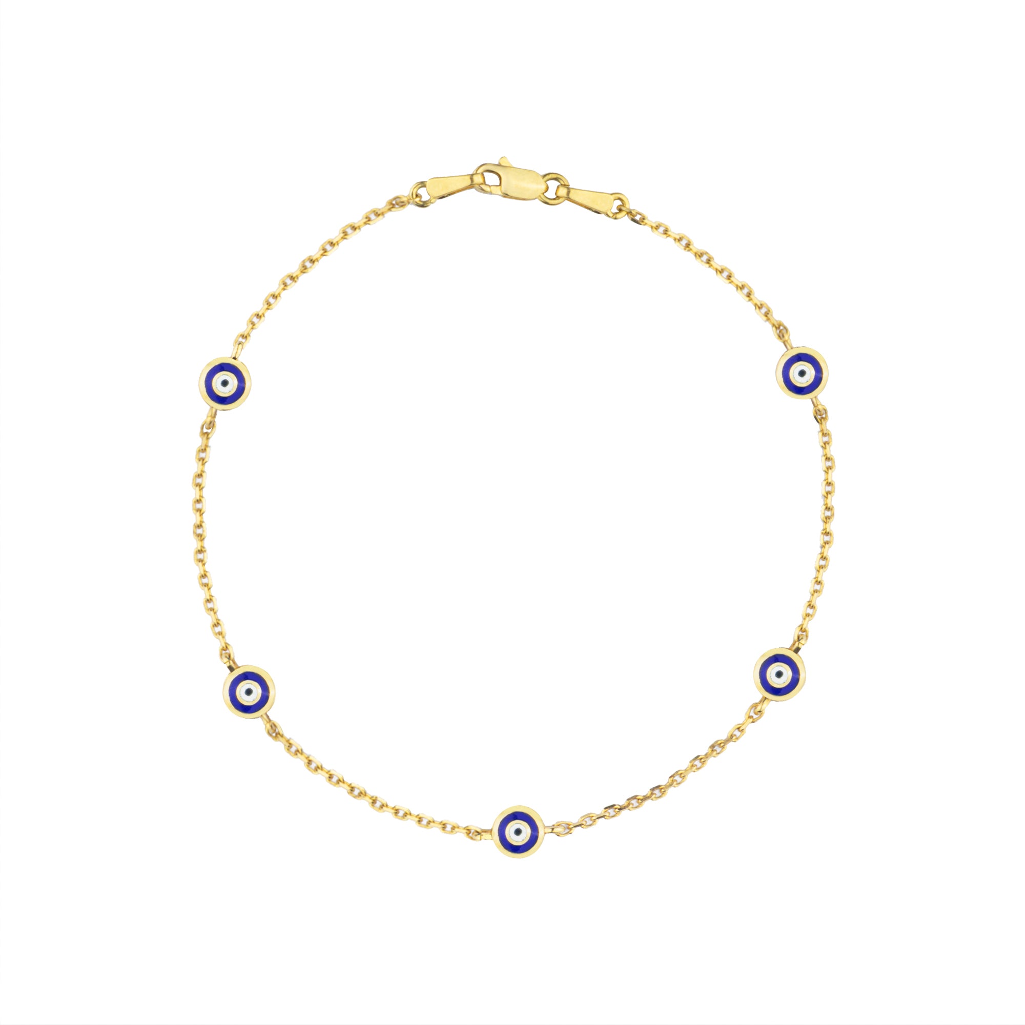 Nazar Boncuğu Altın Bileklik Forse Zincirli Mineli 14 Ayar