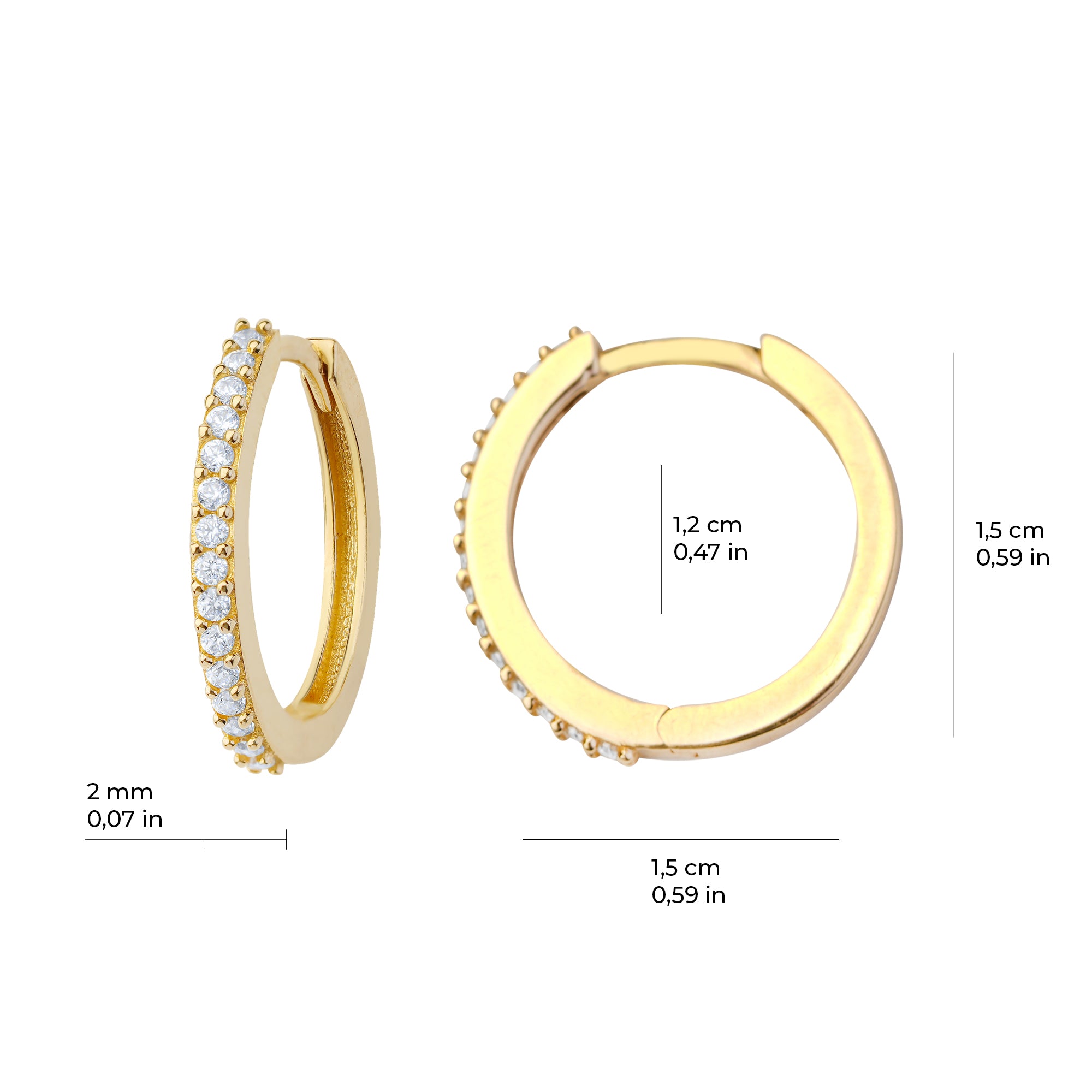 Taşlı Halka Altın Küpe 14 Ayar