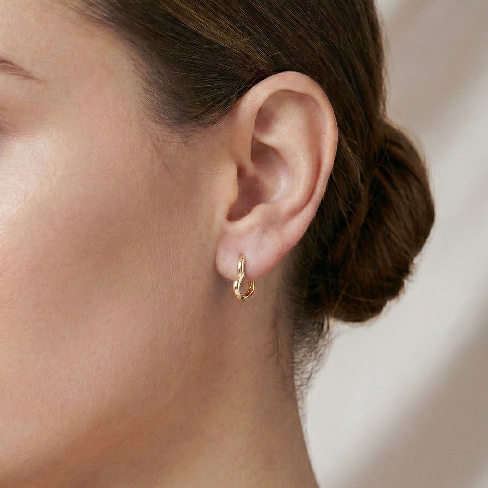 Kalp Halka Altın Küpe 14 Ayar