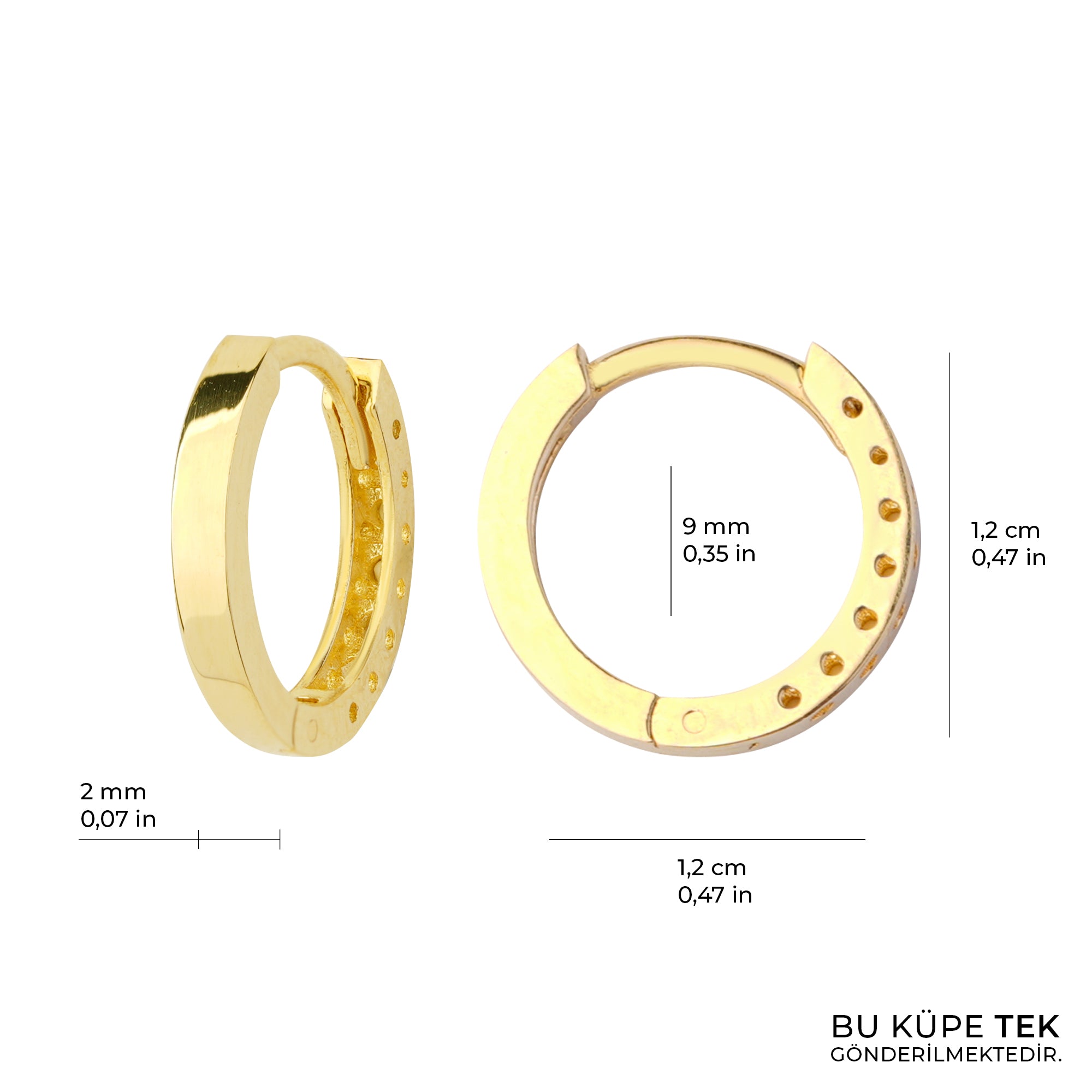 Sade Halka Altın Tek Küpe 14 Ayar