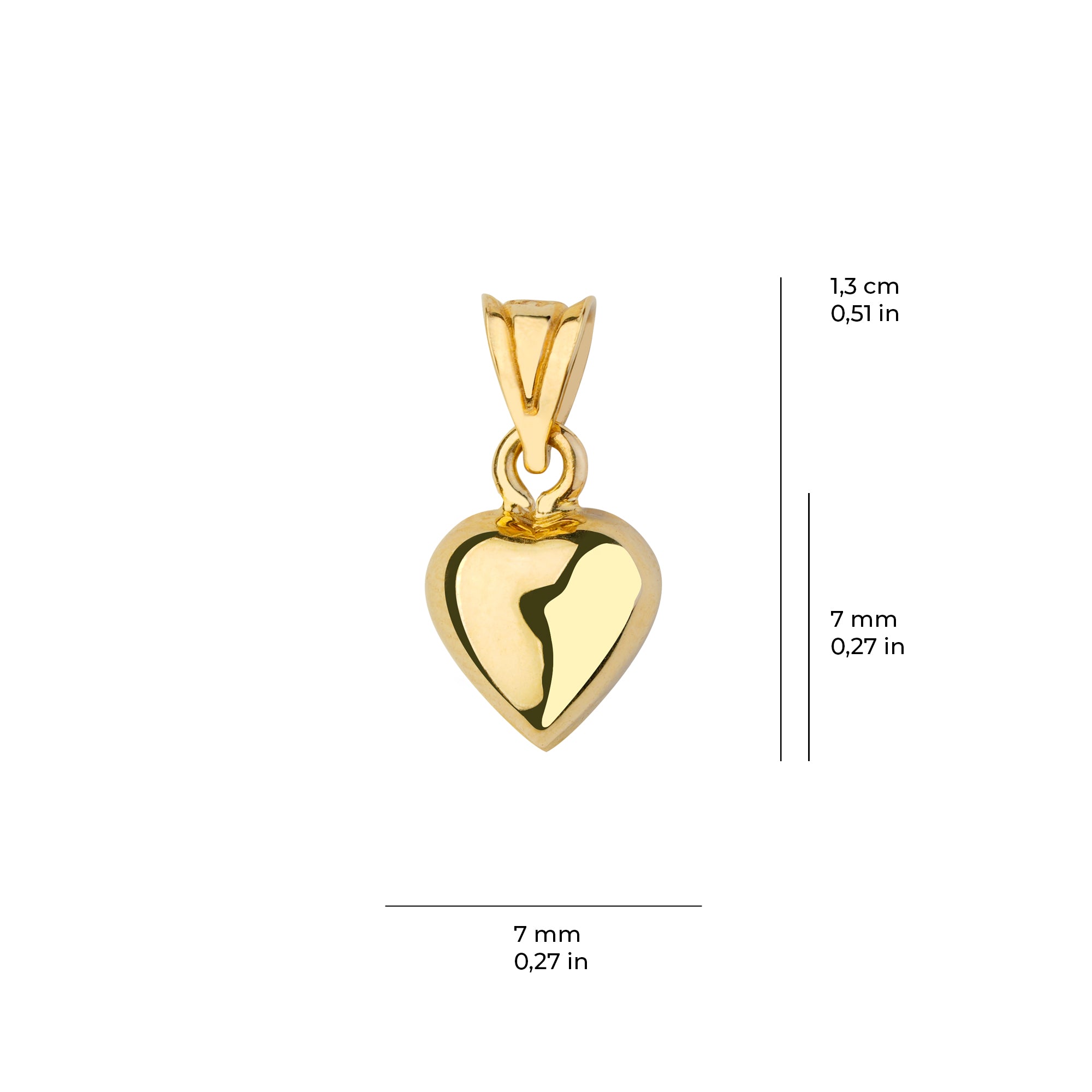 Şişme Kalp Kolye Ucu 14 Ayar