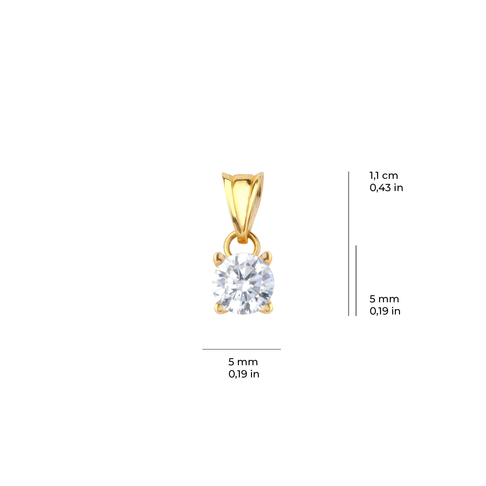 Tek Taş Kolye Ucu 4 Tırnak 14 Ayar