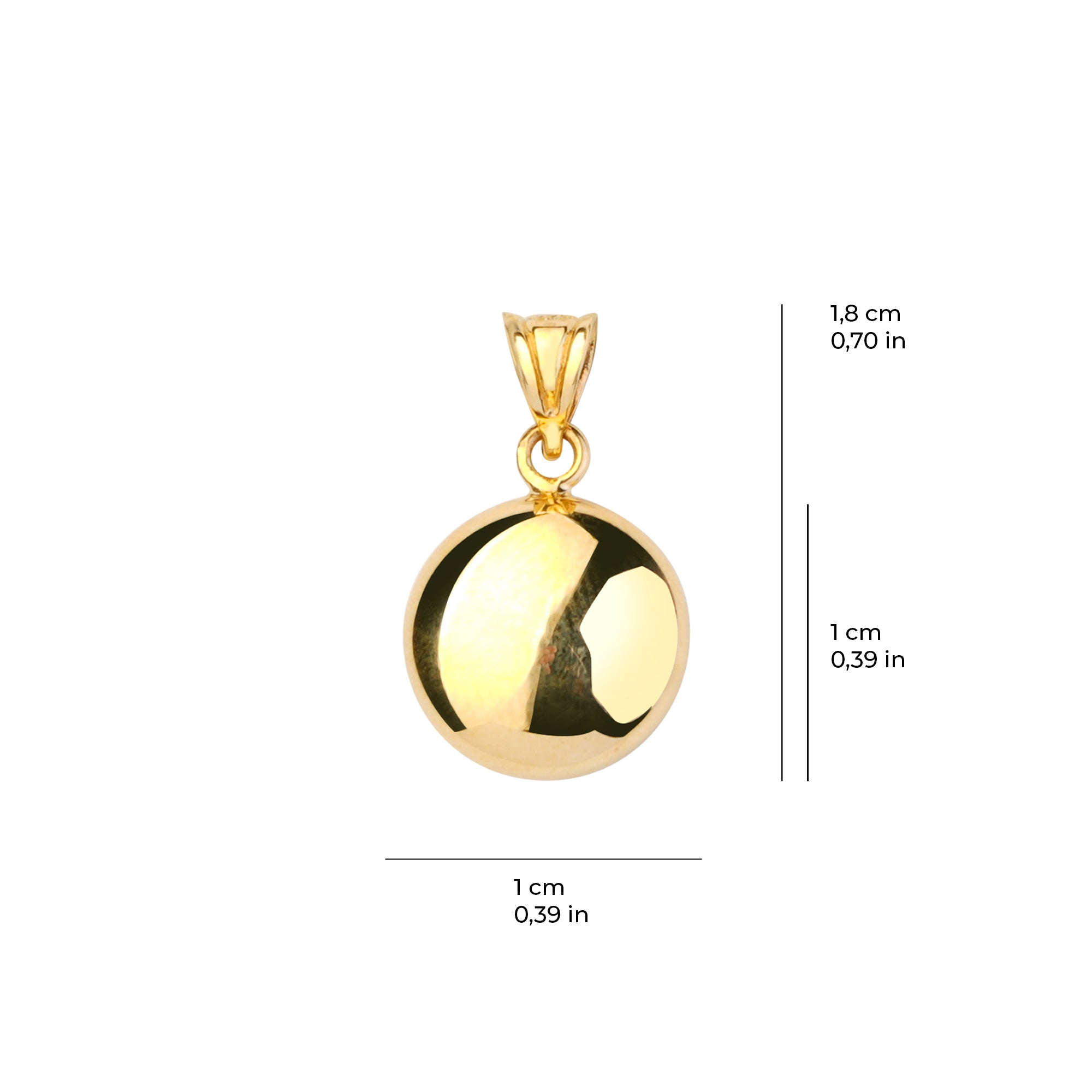 Bonibon Şişme Yuvarlak Altın Kolye Ucu 14 Ayar