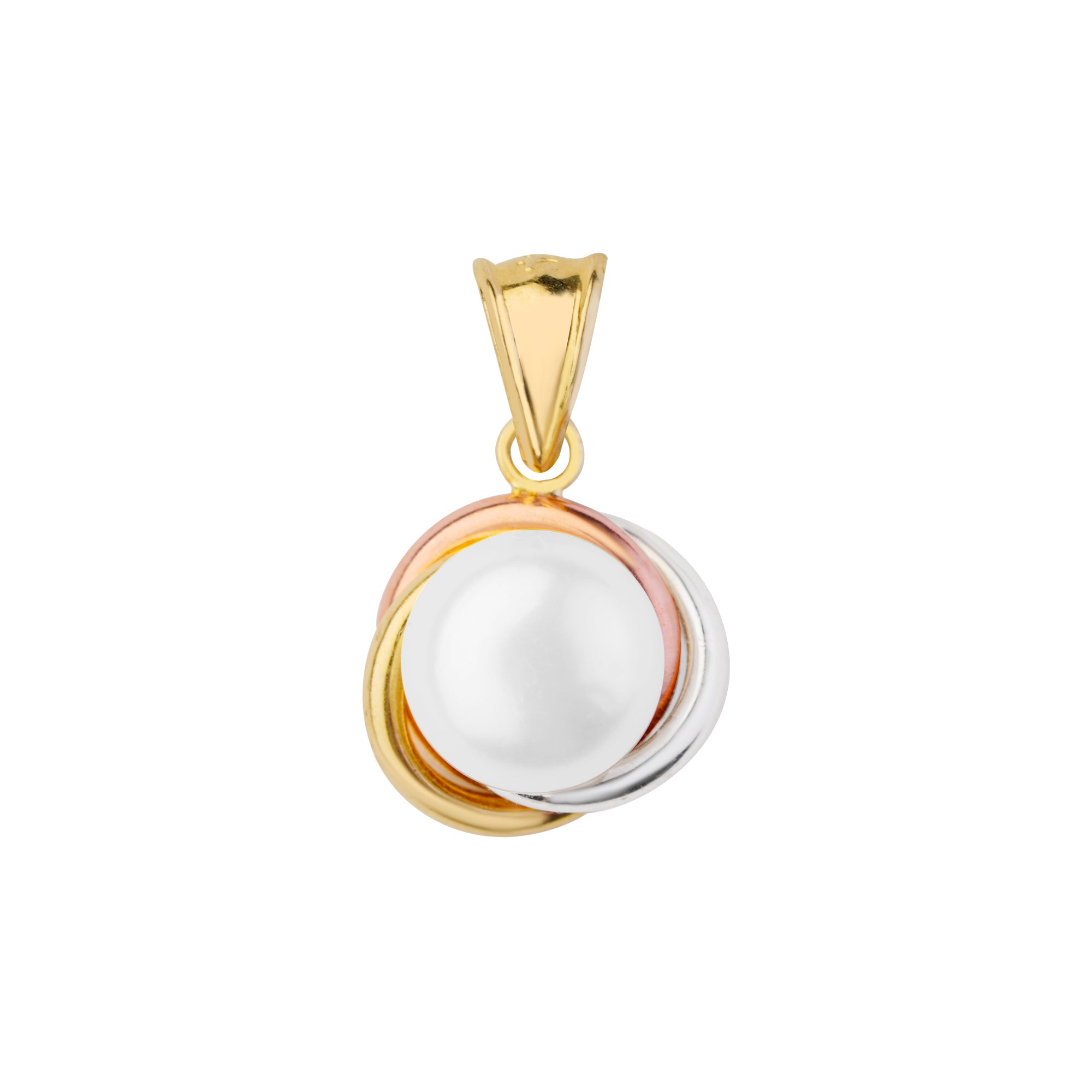 İnci Üç Renk Kolye Ucu 14 Ayar