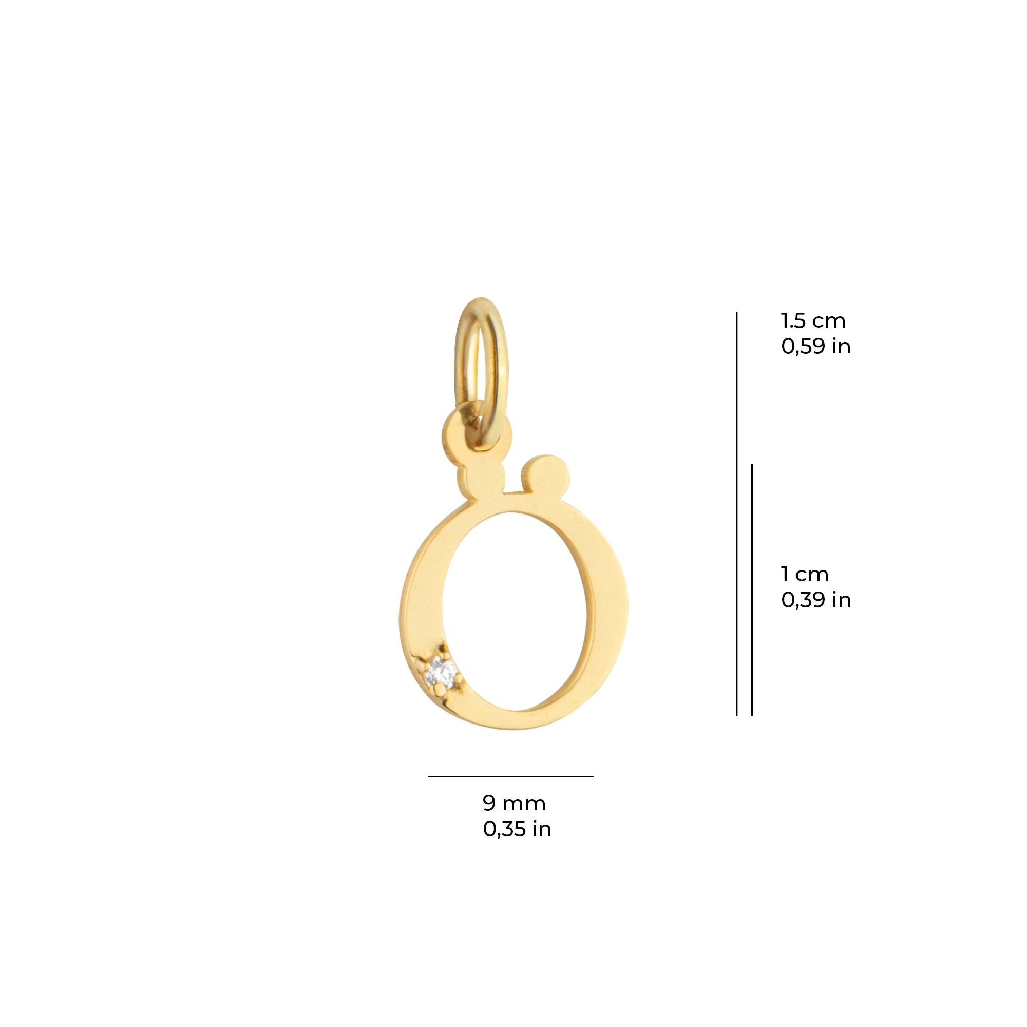 14 Ayar Altın Işıltılı Taşlı Ö Harfi Tasarım Kolye Ucu