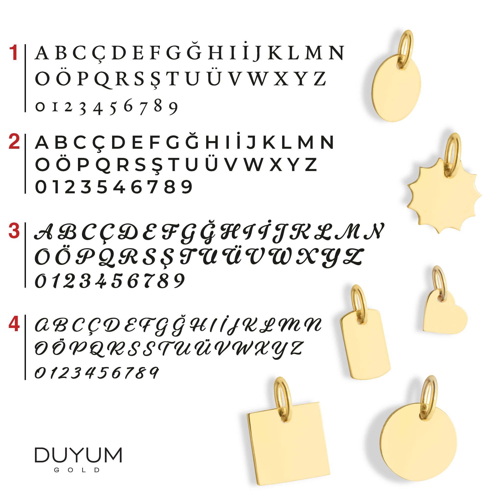 Kişiselleştirilebilir Plaka Küçük Kalp Harf Kolye Ucu 14 Ayar Altın