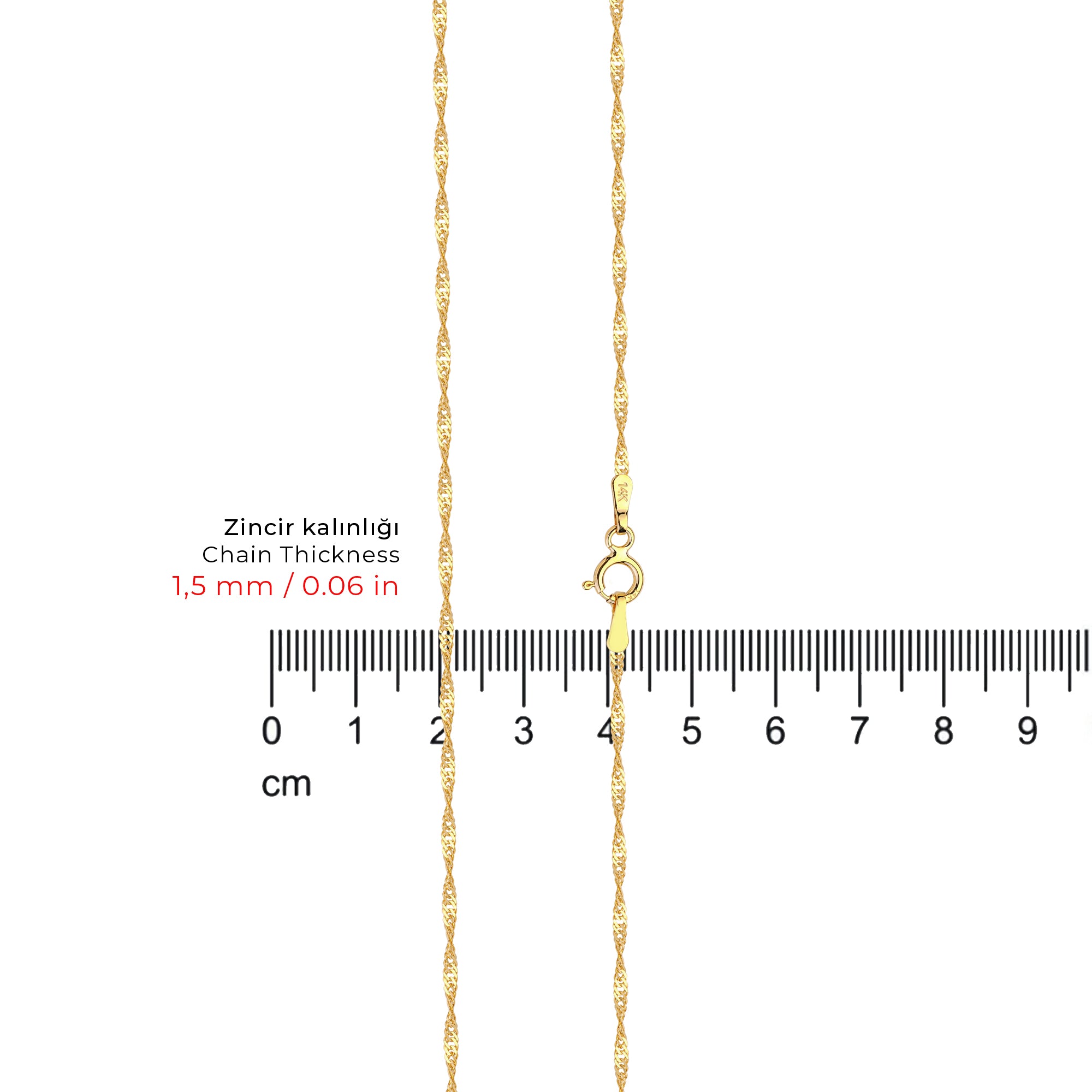 Singapur Altın Zincir 14 Ayar