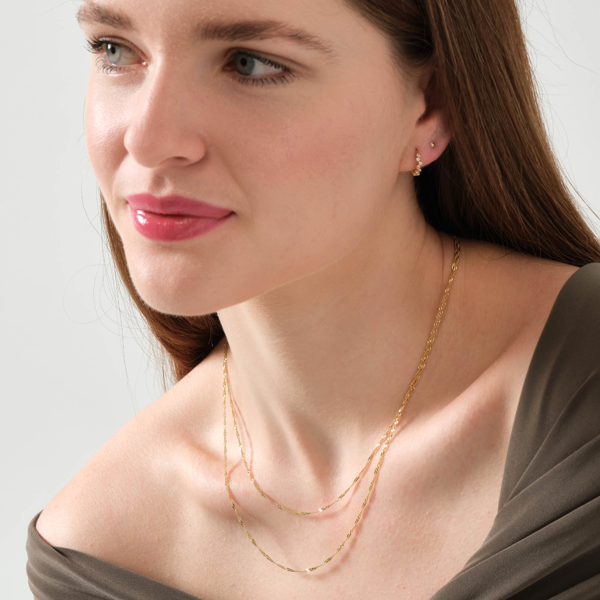 Singapur Altın Zincir Kolye 14 Ayar