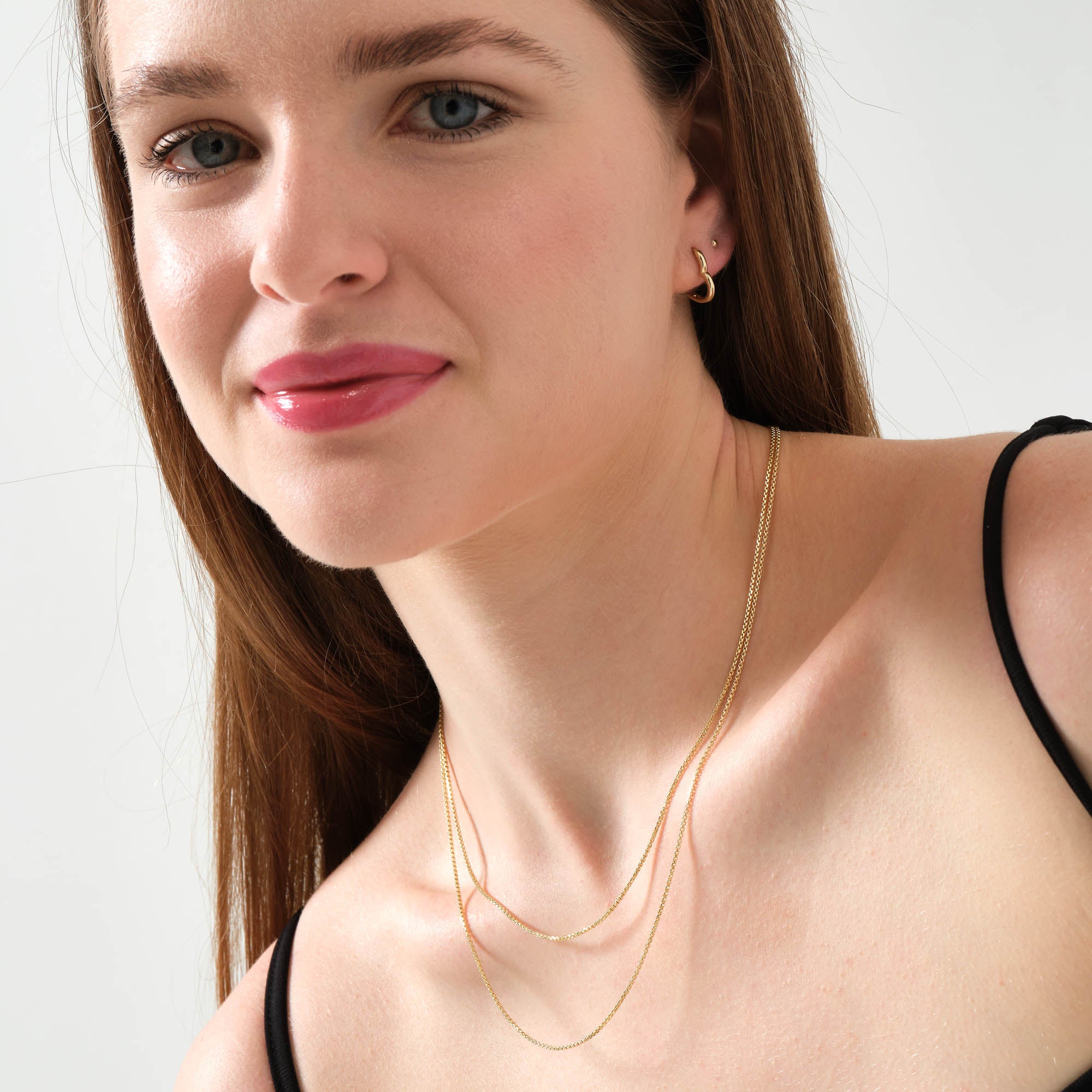 Traşlı Küp Altın Zincir Kolye 14 Ayar