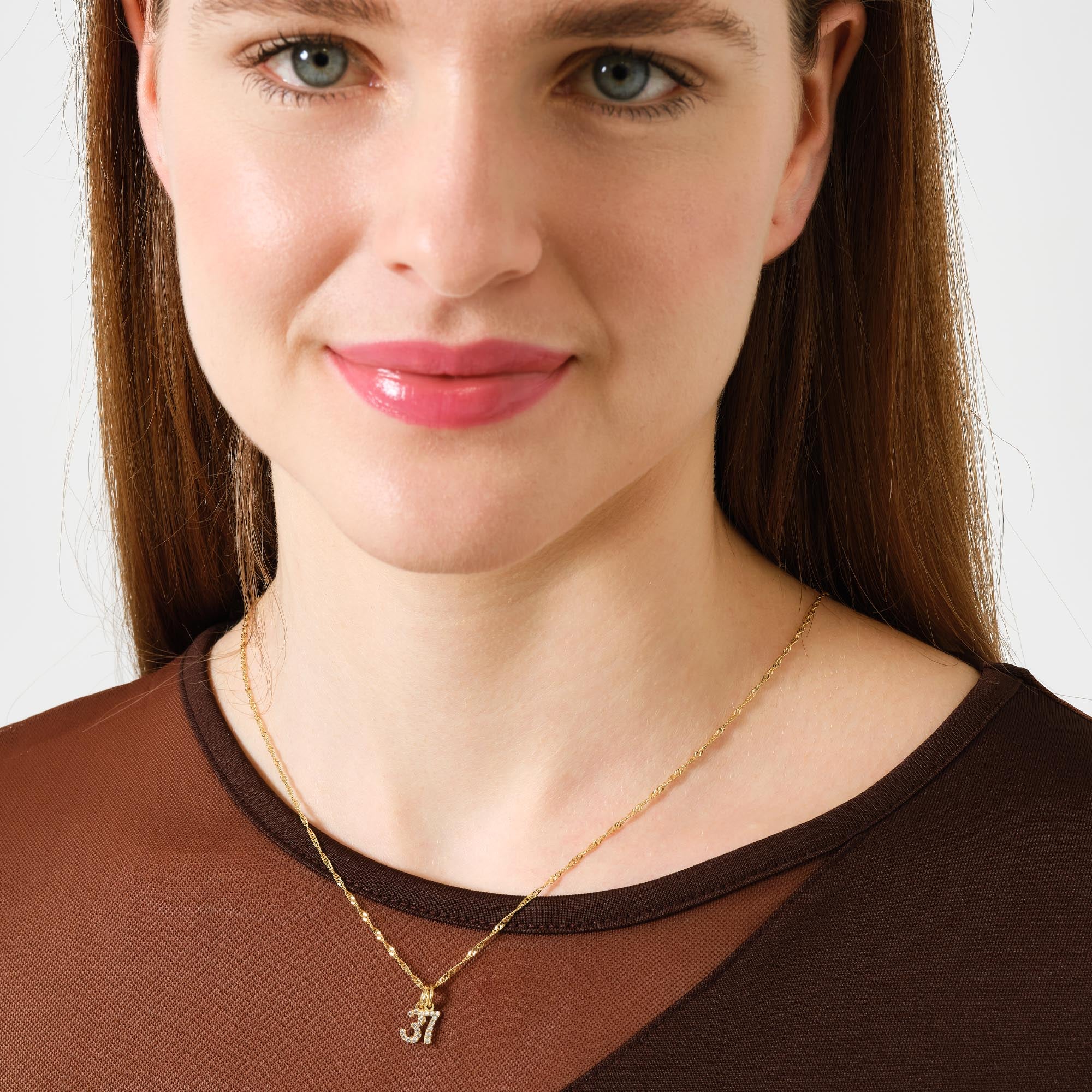 14 Ayar Altın Taşlı 0 Rakamı Kolye Ucu - Yeni Başlangıçlar Sayı Kolye